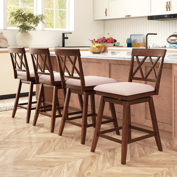 Giantex Counter Height Bar Stool with Crossed Backs and Rubber Wood Legs