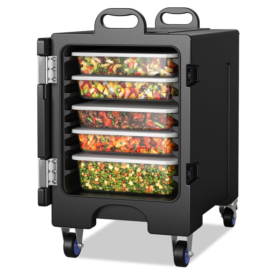 Giantex Insulated Food Pan Carrier with Wheels, 81 Quart Stackable Food Container for 5 Full Size Pans