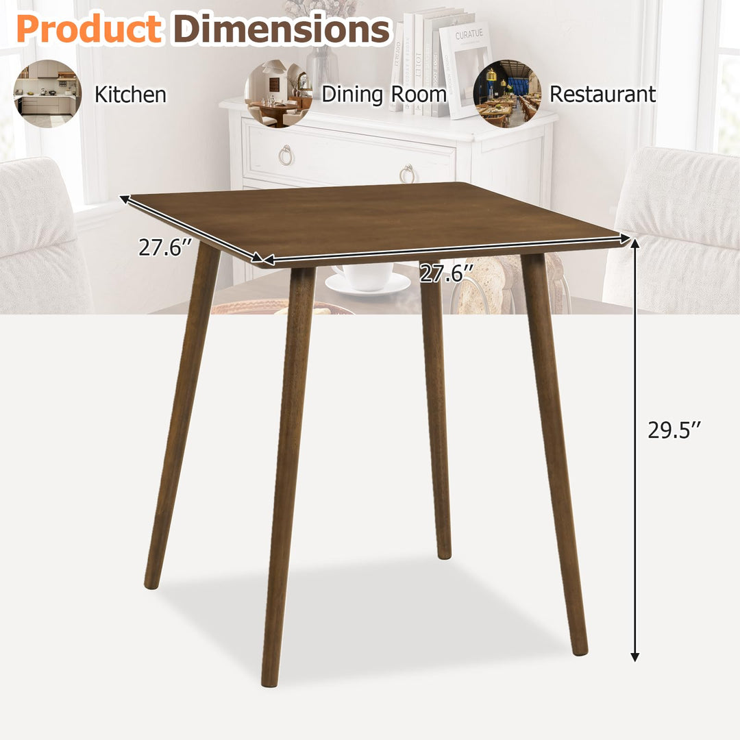 GIANTEX 27.6" Small Square Dining Table for 2-4 w/Solid Rubber Wood Legs
