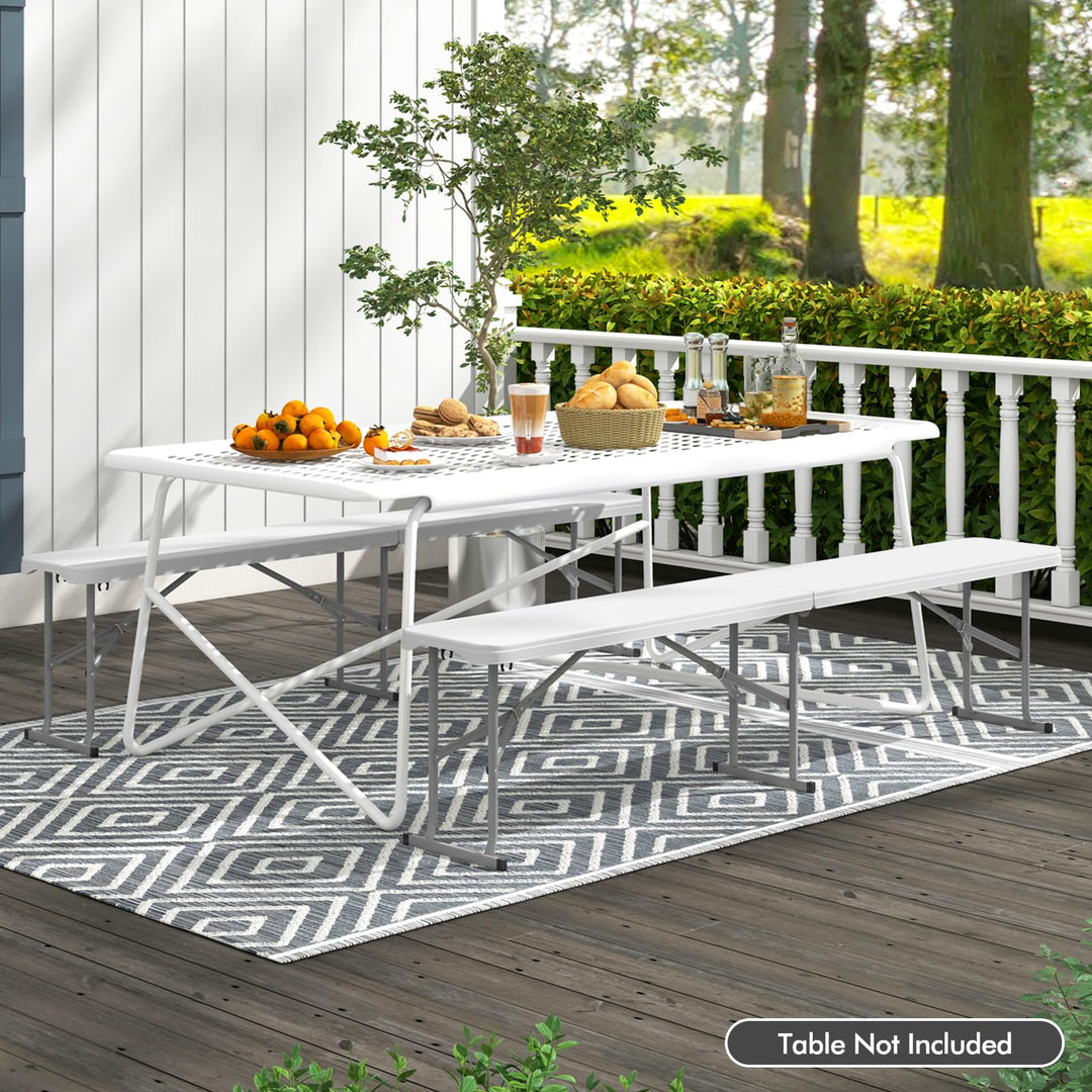 Giantex 6 Feet Plastic Folding Bench, Portable Picnic Seat for BBQ Party Camping Dining, HDPE Top
