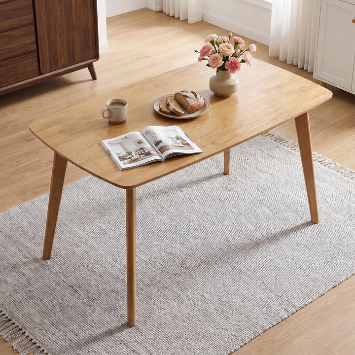 GIANTEX 55" Solid Wood Rectangular Dining Table w/Round Edges for 4-6