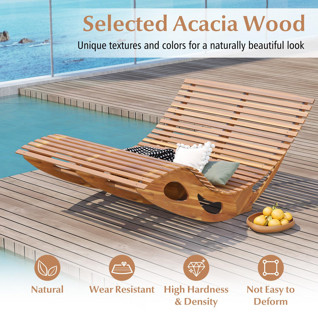 Giantex Extra-Large Dual Outdoor Rocking Chair, Acacia Wood Patio