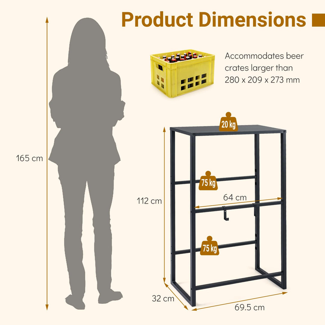 Giantex 3-Tier Drink Crate Rack for Kitchen