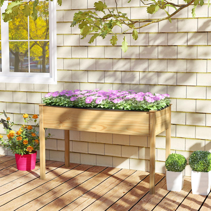 Giantex 47"x23"x30"  Elevated Wood Planter Box with Liner