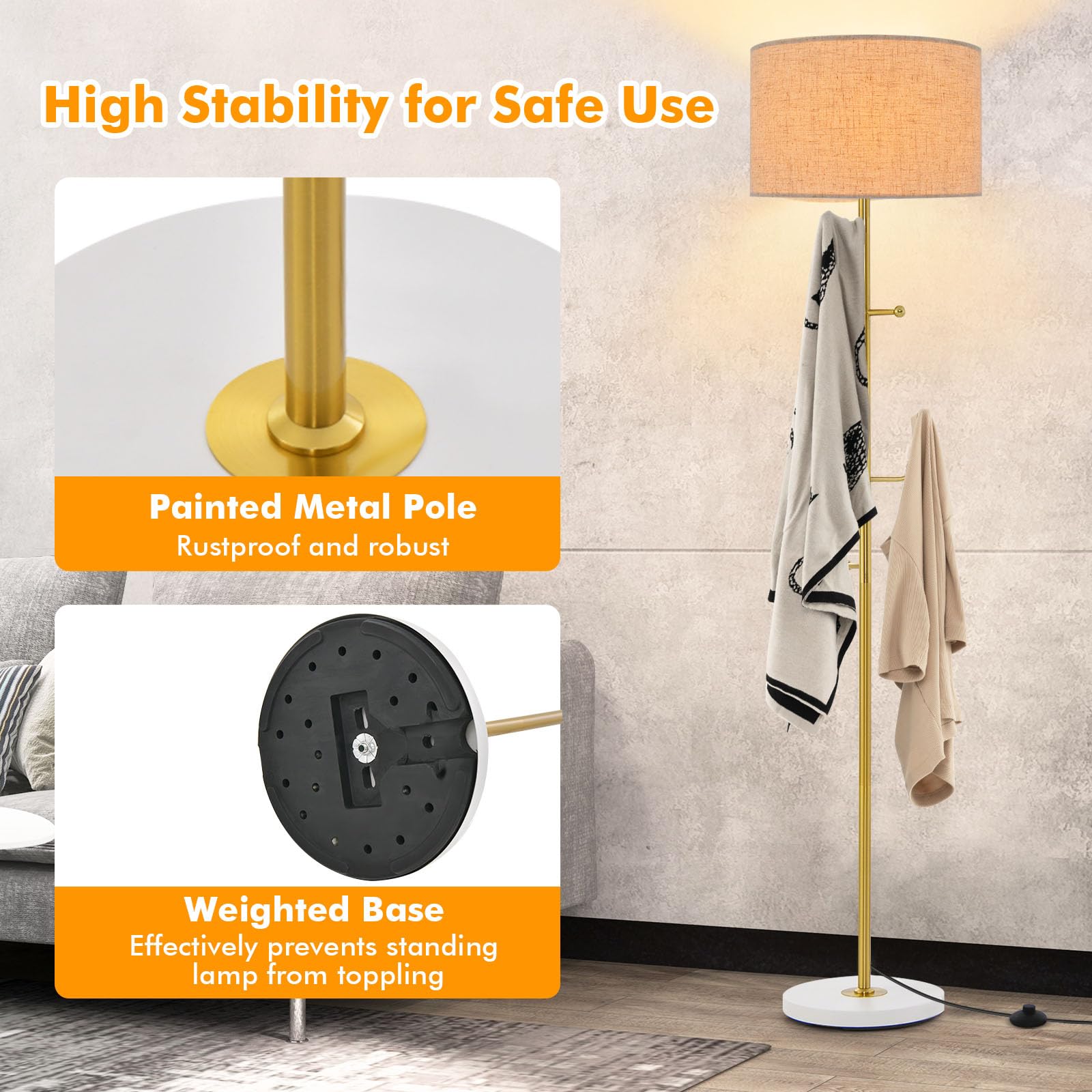 Giantex Floor Lamp with Coat Rack