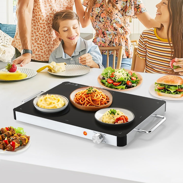 Giantex Electric Warming Tray 16'' x 12'' - Tempered Glass Buffet Server & Food Warmer