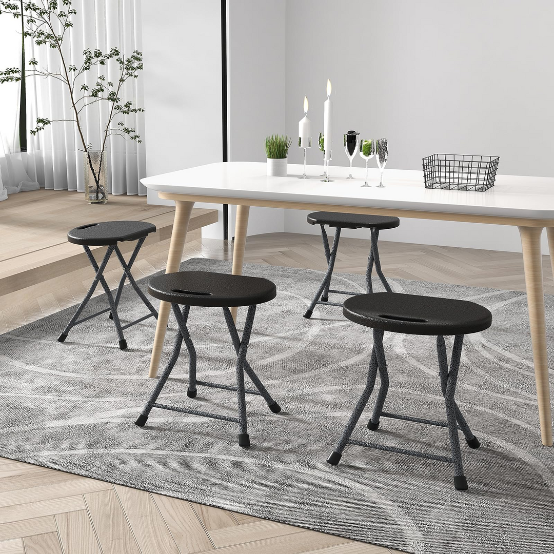 Giantex Folding Stool, 18” Height Foldable Bar Stools, Portable Folding Chairs with Built-in Carry Handle