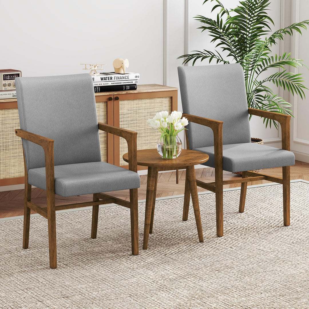 Giantex Mid Century Modern Dining Chairs Set of 2/4 with High Back, Solid Wooden Frame & Soft Cushion