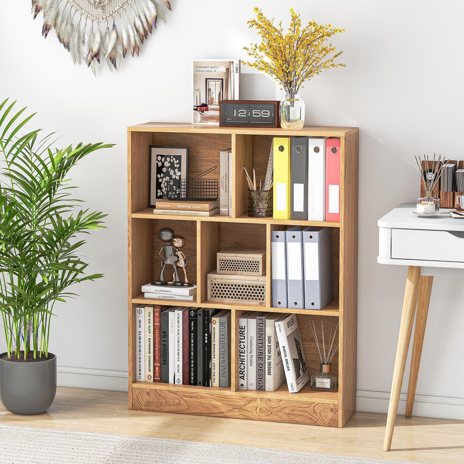 Giantex 8 Cube Bookcase, 4-Tier Freestanding Bookshelf w/ 8 Open Compartments, 2 Anti-Tipping Kits