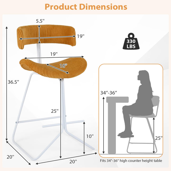 Giantex 25" Fabric Upholstered Armless Counter Height Chairs with Metal Legs &amp; Footrest