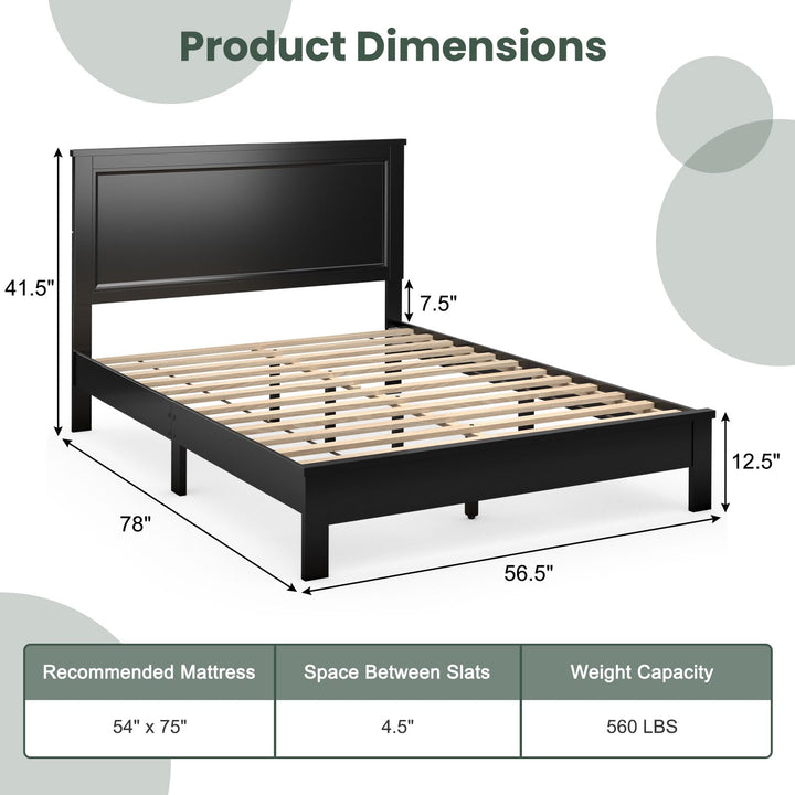 Giantex Wood Platform Bed Frame with Headboard, Mid Century Bed Frame with Solid Wood Legs & Wooden Slat Support