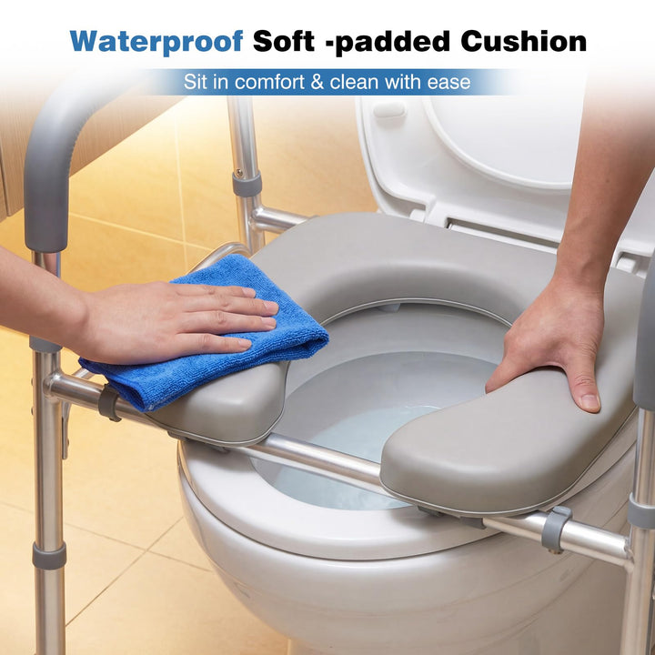 Giantex Raised Toilet Seat with Handles | Toilet Seat Riser for Seniors w/Padded Arms
