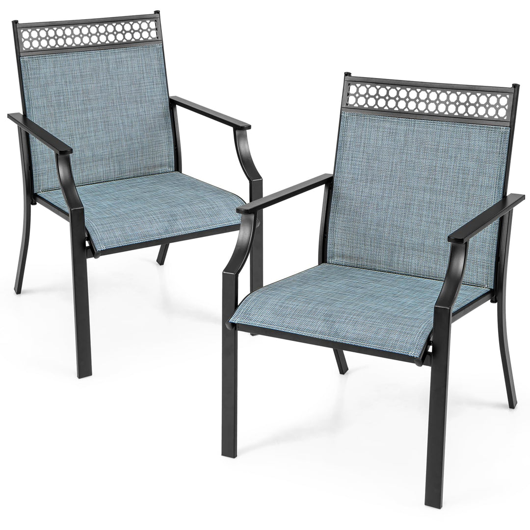 Giantex Patio Chairs Set of 2/4, Outdoor Chairs with All Weather Fabric, High Backrest, Armrests