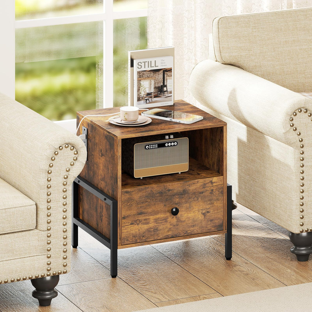 Giantex Nightstand with Charging Station