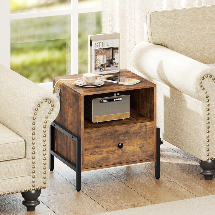 Giantex Nightstand with Charging Station