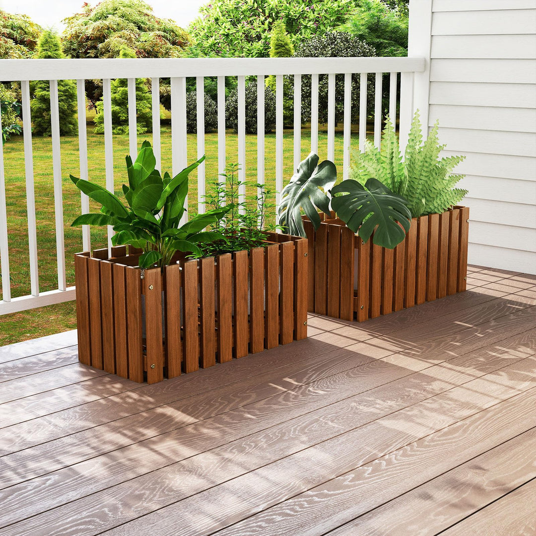 Giantex Slat Style Planter Box Wood Raised Garden Bed for Growing Vegetables Flowers Herbs