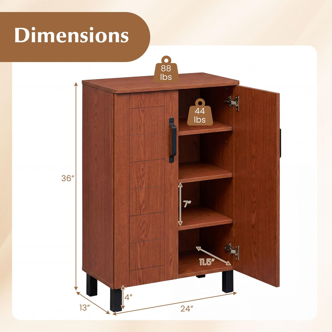 Giantex 5-Tier Shoe Storage Cabinet | Freestanding Wooden Entryway Cabinet w/Storage