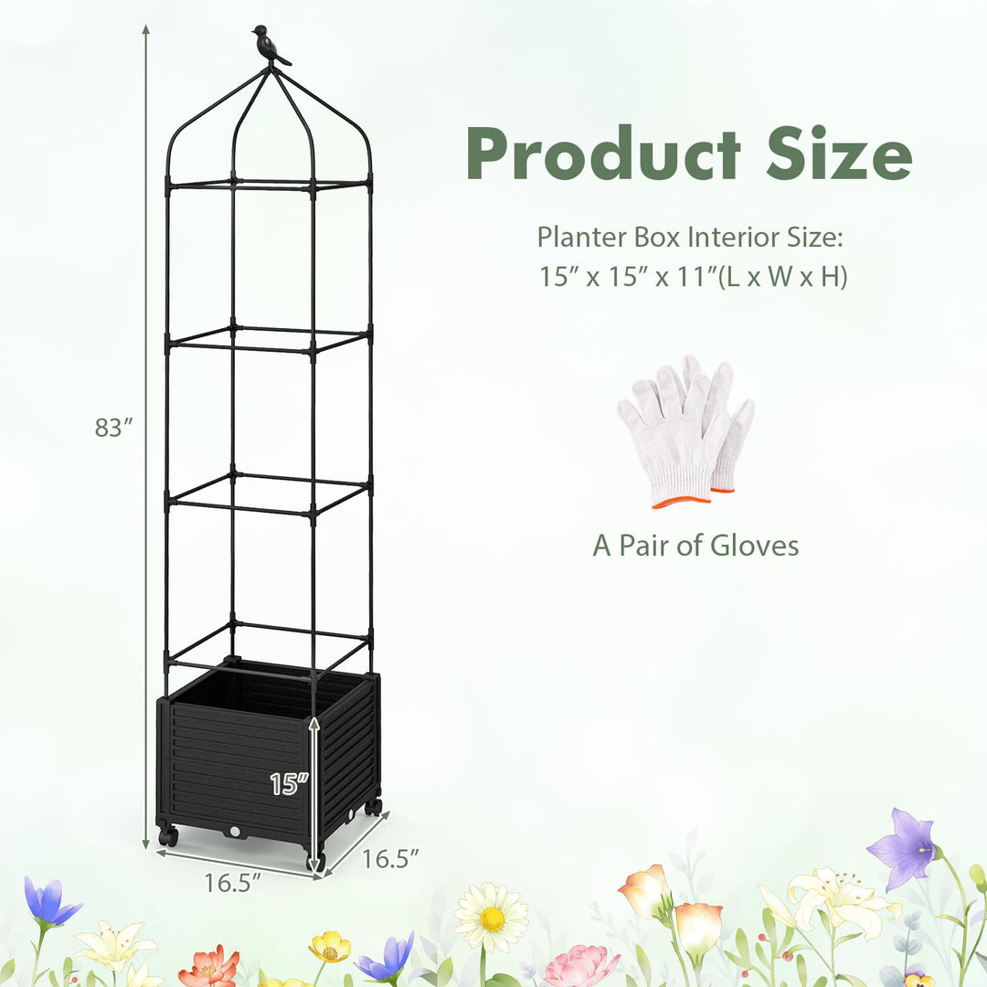 Giantex Raised Garden Bed with Tomato Cages, Obelisk & Bird Top
