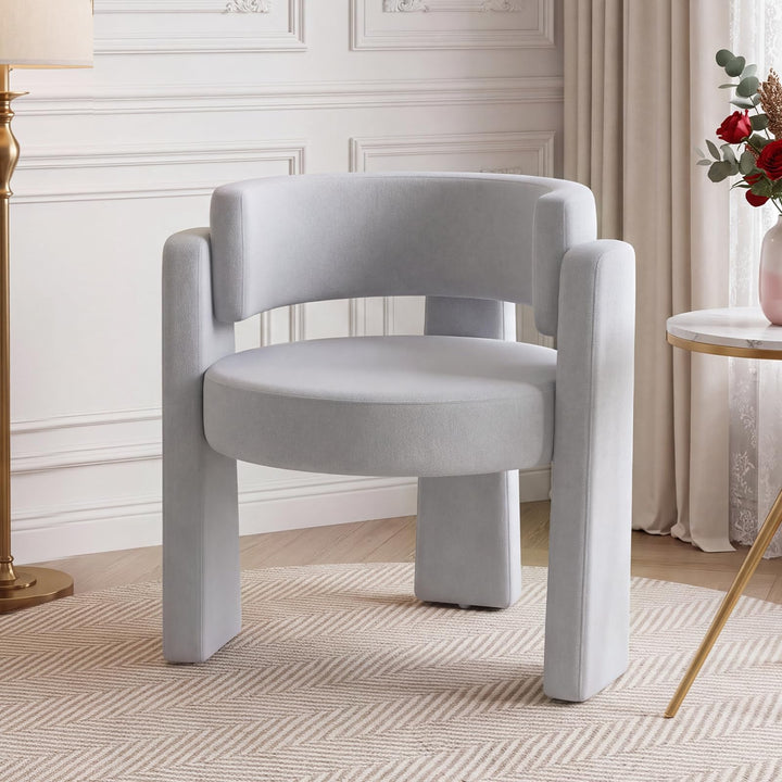 GIANTEX Modern Velvet Barrel Accent Chair with Thick Seat (1/2)