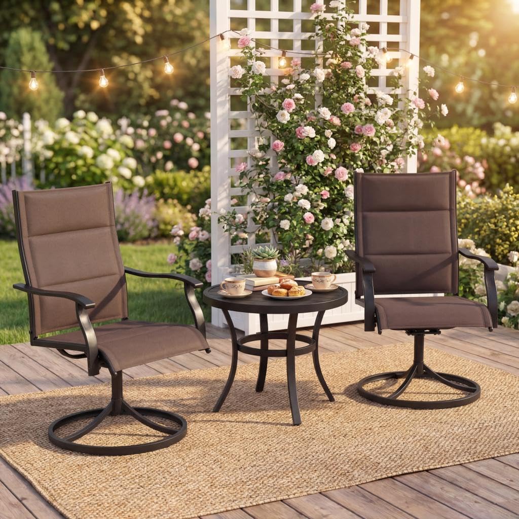 Giantex Outdoor Dining Chairs w/Padded Seat &amp; High Back