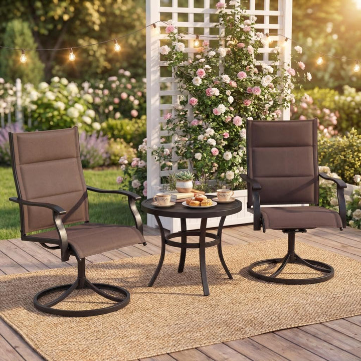 Giantex Outdoor Dining Chairs w/Padded Seat &amp; High Back