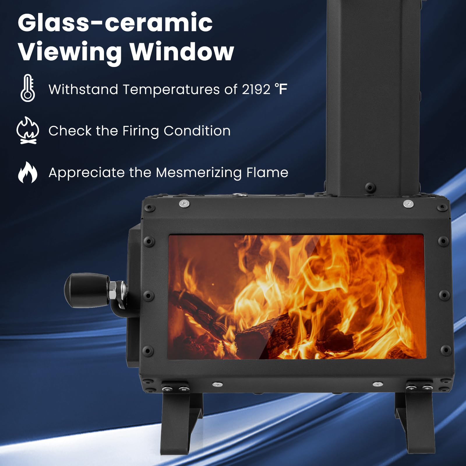 下架 - Giantex Portable Camping Wood Stove - Mini Wood Burning Stove w/ 2 Cooking Positions