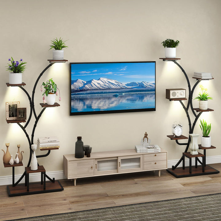 Giantex Plant Stand Indoor with Grow Lights 8-Tier 58" Tall Corner Metal Plant Shelf