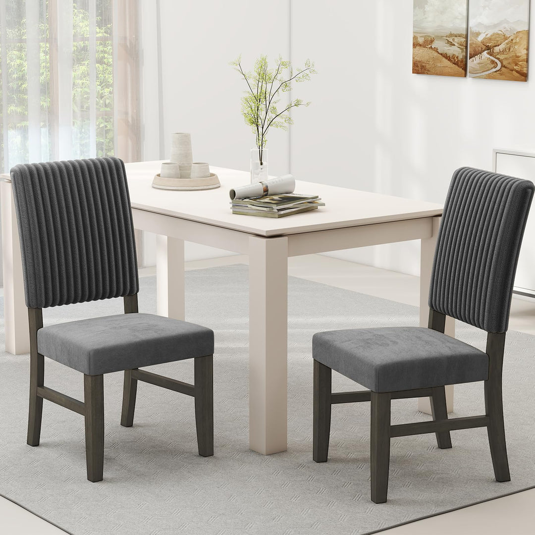 Giantex Dining Chairs Set of 2/4 Mid-Century Velvet Fabric Upholstered Chairs with Rubber Wood Legs Thick Padded Seat