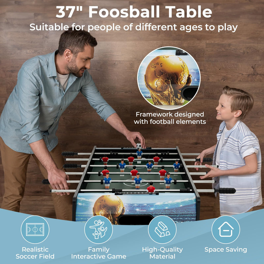 Giantex Foosball Table, 37" Foosball Table Adult Size, with 2 Balls, Score Keeper, Removable Legs