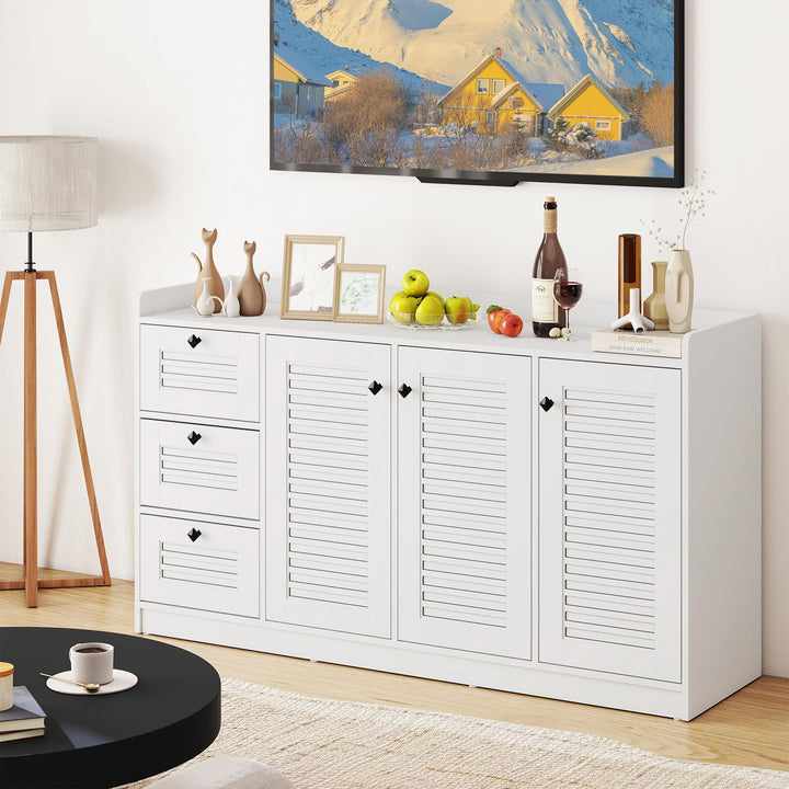 Giantex 63'' Buffet Cabinet with Storage Modern Sideboard Cabinet with 3 Doors & 3 Pull-Out Drawers