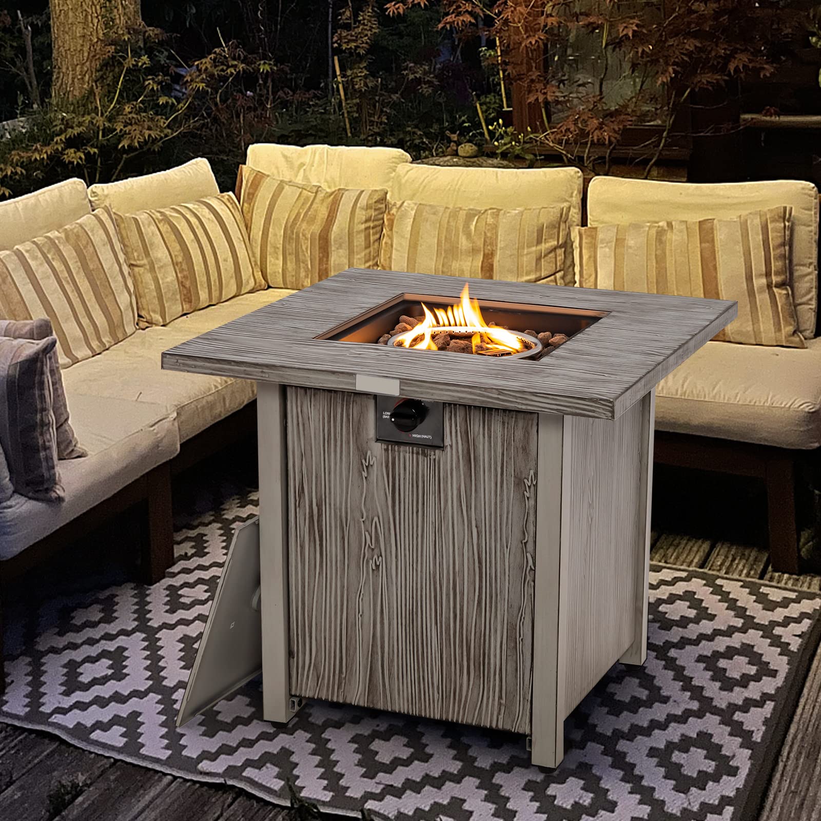 Giantex 28” Patio Fire Pit Table - 2-in-1 40,000 BTU Gas Square Fire Table