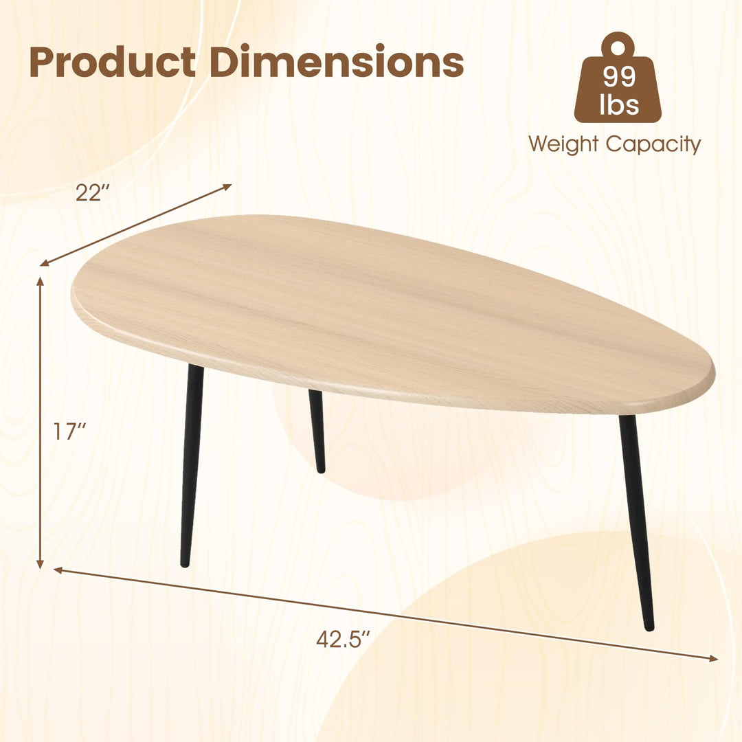 Giantex Oval Mid Century Modern Coffee Table Sturdy Metal Frame and Compact Design