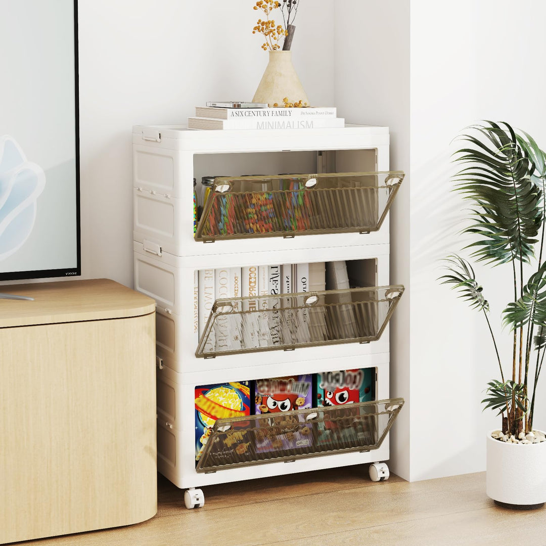Giantex 33 Gal 3 Tier Stackable Storage Boxes with Wheels