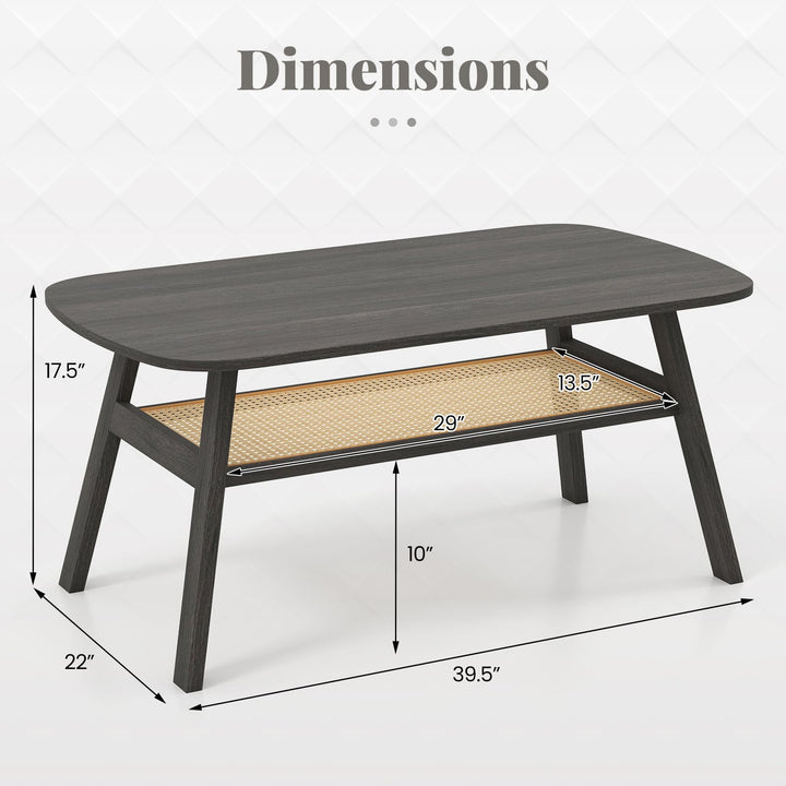 Giantex Rattan Coffee Table for Living Room