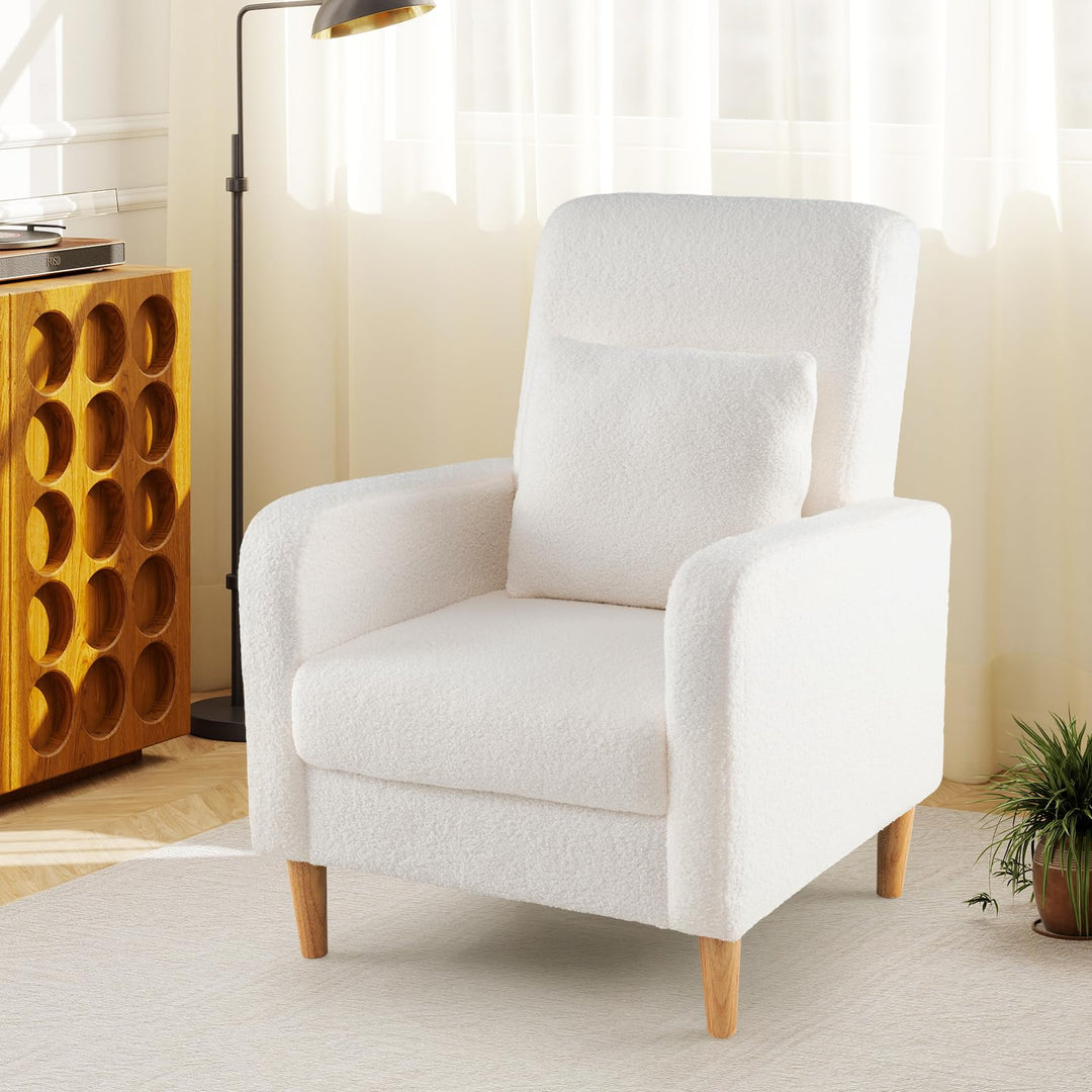 Giantex Modern Accent Chair with Lumbar Pillow Teddy Fleece Cover