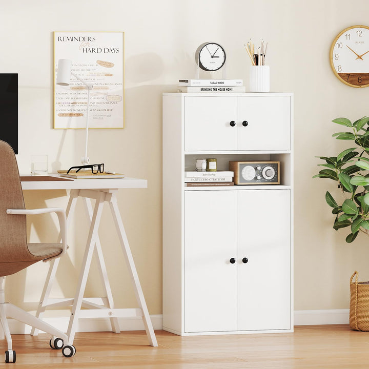 Giantex 44" Tall Bookshelf Modern Bookcase with Doors & Adjustable Shelf