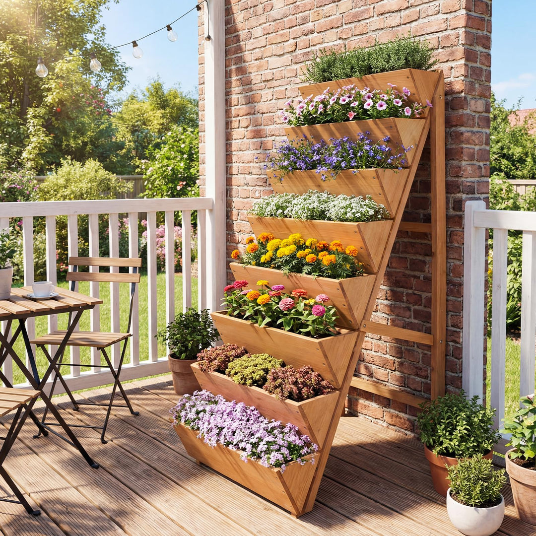 Giantex 8-Tier Wooden Vertical Raised Garden Bedwith Legs