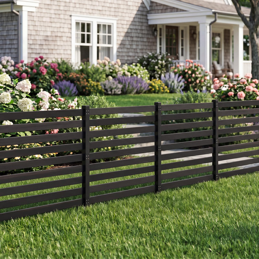 GIANTEX 42" No-Dig Slatted Outdoor Wood Privacy Screen (2/3/4)