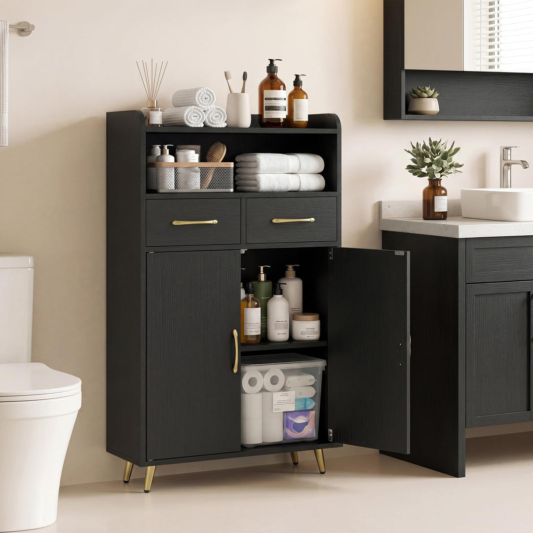 Giantex Freestanding Bathroom Storage Cabinet with 2 Drawers and 2 Doors