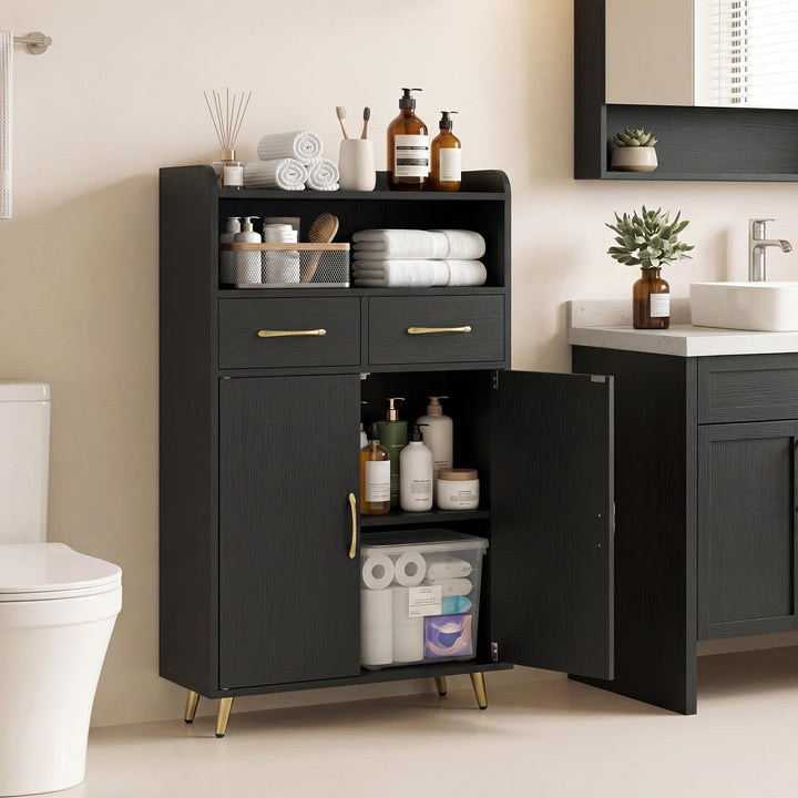 Giantex Freestanding Bathroom Storage Cabinet with 2 Drawers and 2 Doors
