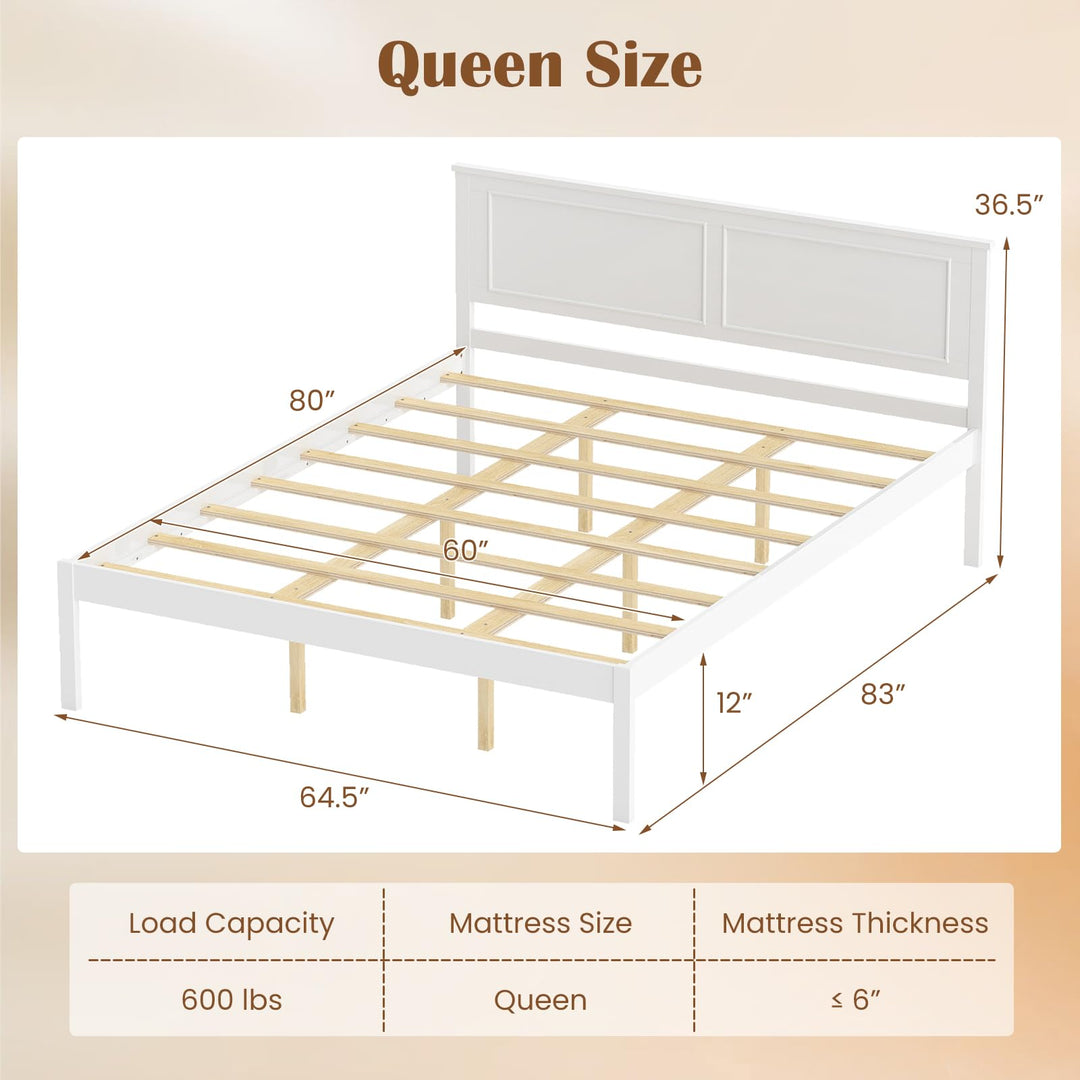 Giantex Wood Queen/Full/Twin Size Bed Frame with Wooden Slat Support