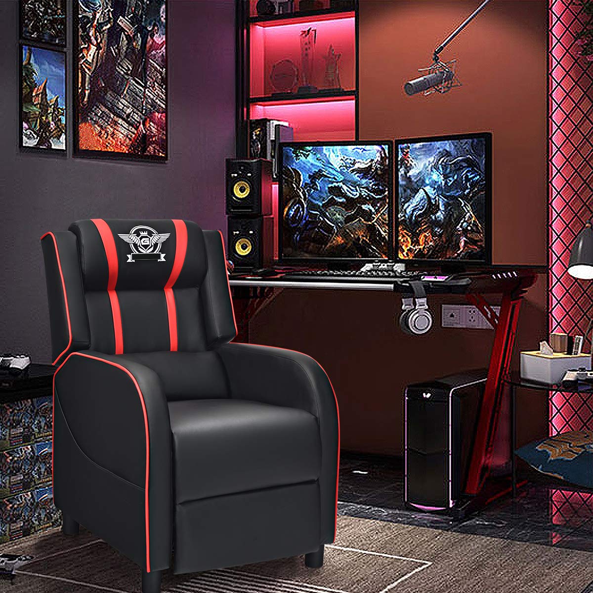 Gaming Recliner Chair, Racing Style Single Recliner Sofa - Giantex