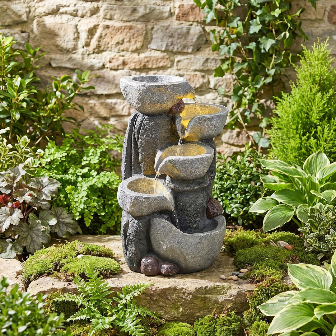 Giantex 5-Tier Outdoor Water Fountain with Lights