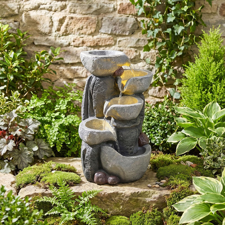 Giantex 5-Tier Outdoor Water Fountain with Lights