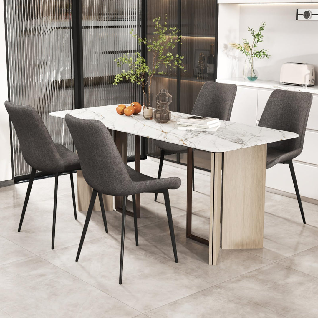 Giantex Dining Chair Set of 4 Upholstered Kitchen Side Chairs w/Metal Legs Padded Seats & Backs