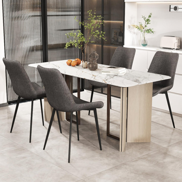 Giantex Dining Chair Set of 4 Upholstered Kitchen Side Chairs w/Metal Legs Padded Seats & Backs
