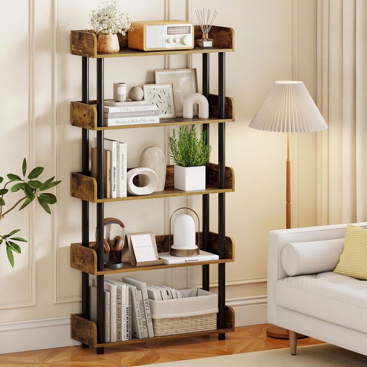 Giantex 5-Tier Bookshelf with Anti-Tipping Kit & Open Storage Organizer for Living Room Bedroom