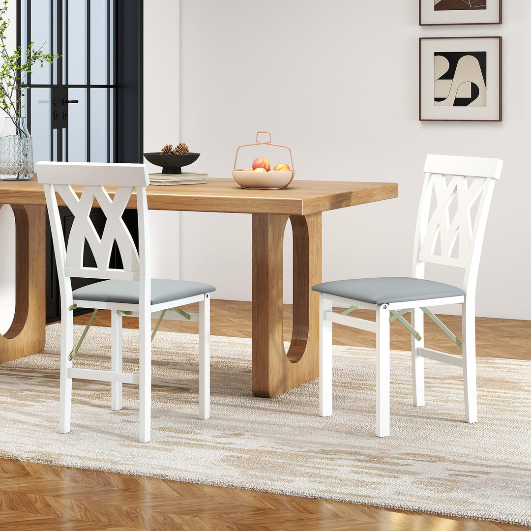 Giantex Folding Dining Chairs with Rubber Wood Frame