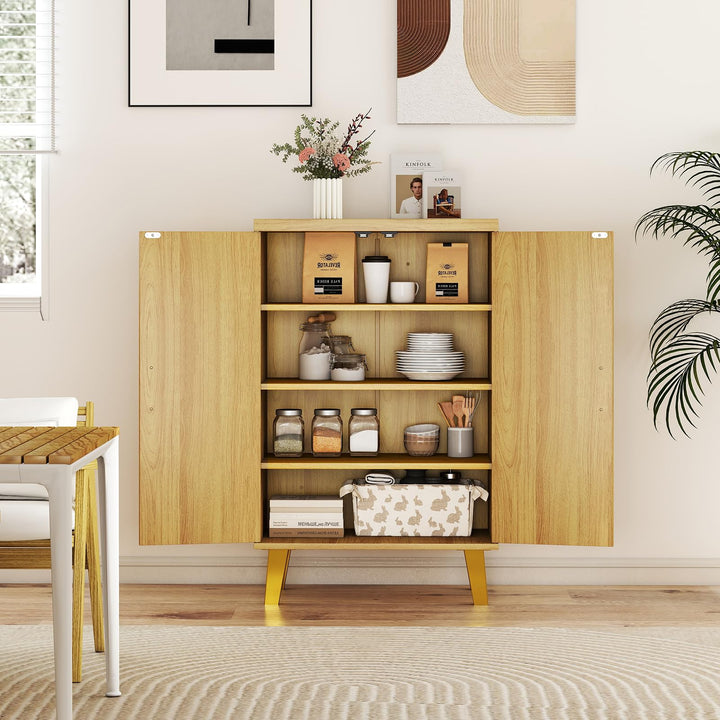 Giantex Sideboard Buffet Cabinet, Kitchen Storage Cabinet with Double Doors & Removable Shelves (Natural Oak,1)