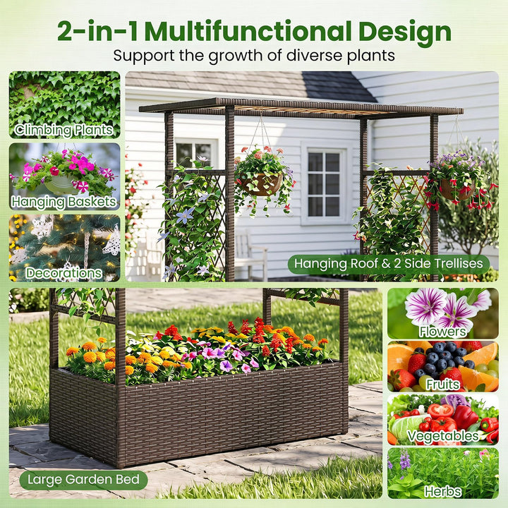 Giantex Raised Garden Bed with Trellis &amp; Hanging Roof